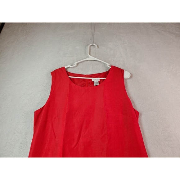 ISC Tank Dress Women Size Large Red Silk Sleeveless Round Neck Lined Back Zipper - Picture 5 of 8
